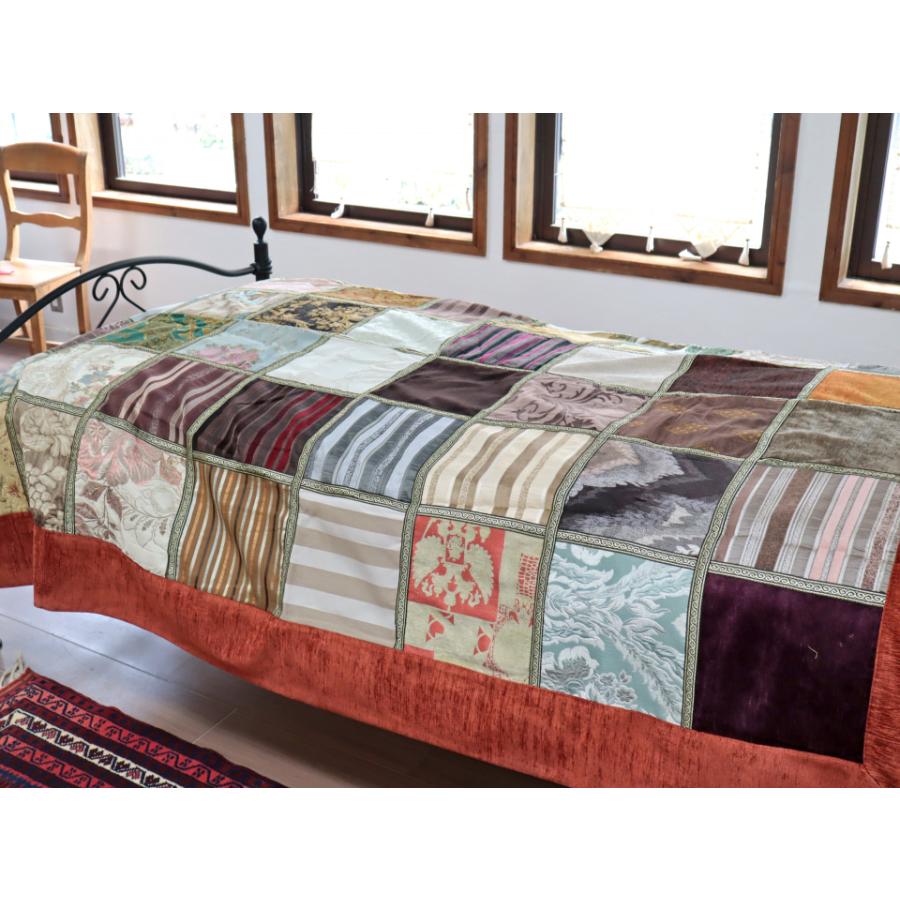 マルチカバー・ベッドカバー【トルコ・パッチワーク柄】 ベッドカバー ベッドスプレッド シングルサイズ パッチワーク