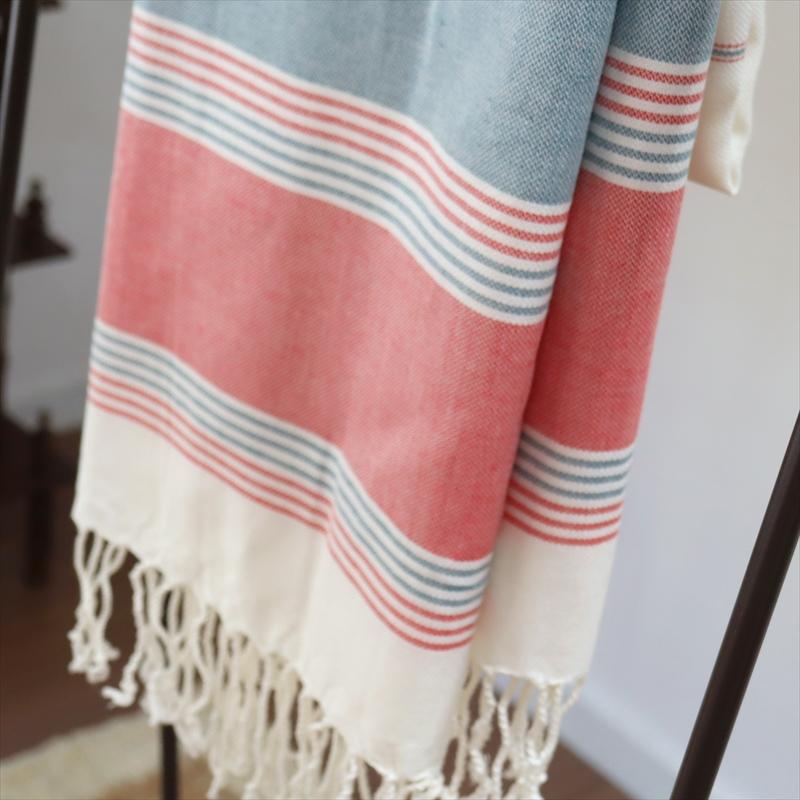 ペシュテマル トルコ製ハマムタオルレッド　 長方形　コットンの大判バスタオル |  | 01