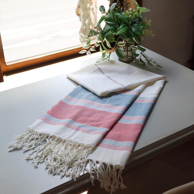 ペシュテマル トルコ製ハマムタオルレッド　 長方形　コットンの大判バスタオル |  | 02