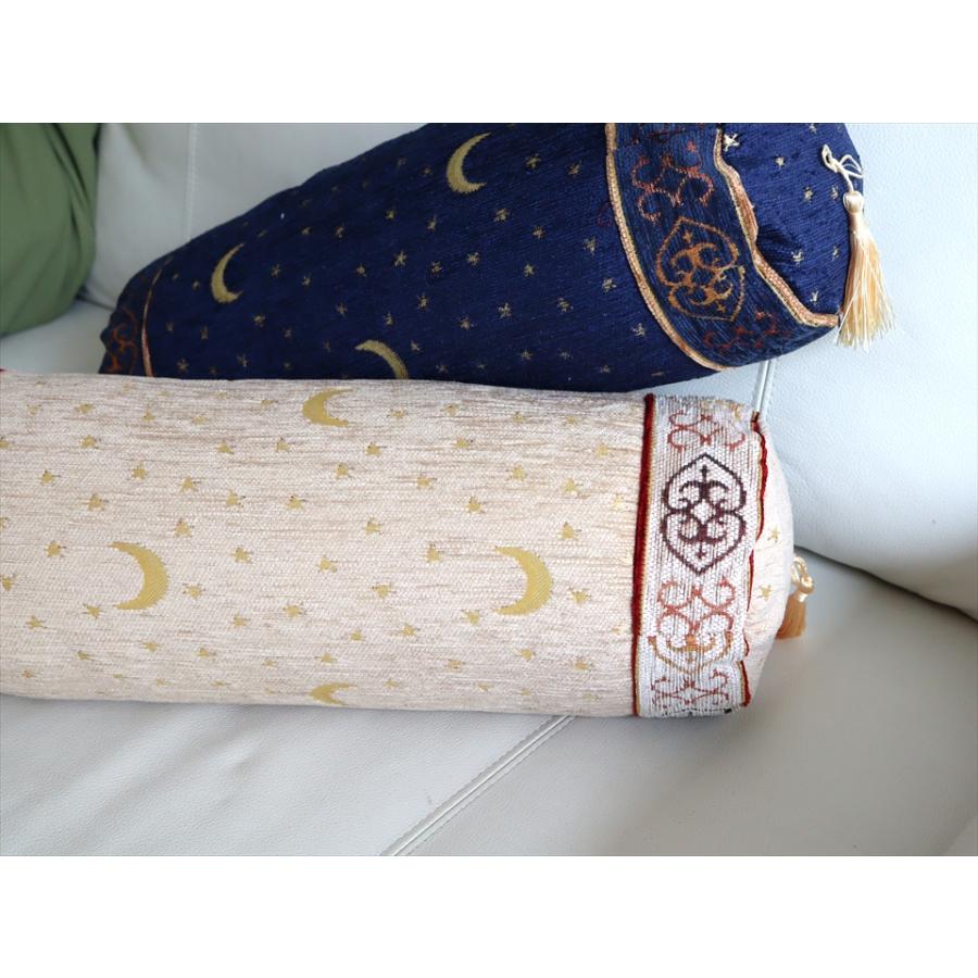 筒型のトルコシュニール素材クッションカバー 48xφ15cm スターリー