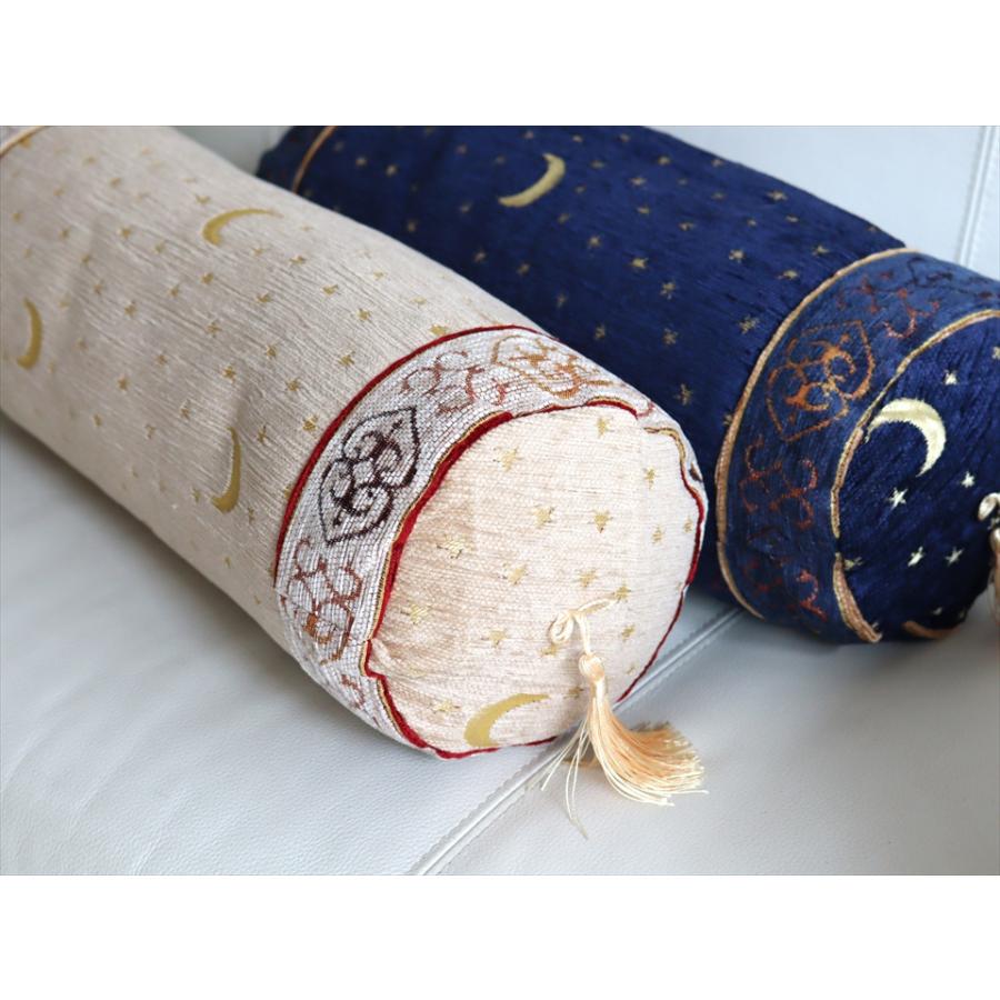 筒型のトルコシュニール素材クッションカバー 48xφ15cm スターリー