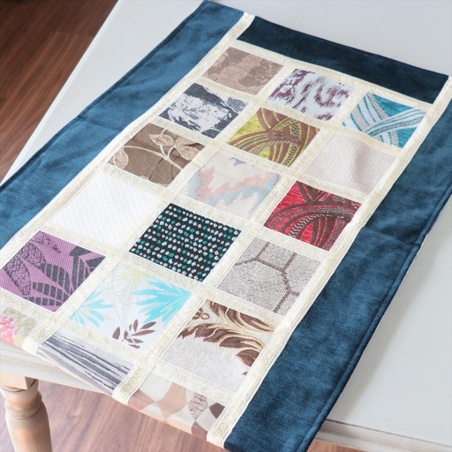 テーブルランナー　モザイクパッチワーク 142x50cmサイズ シュニール素材 |  | 02