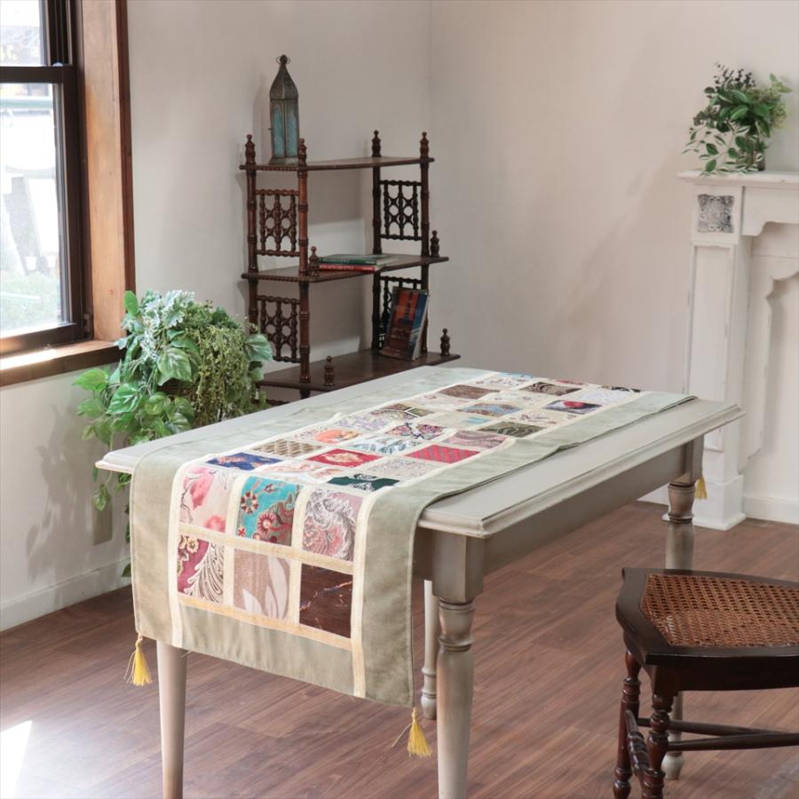 テーブルランナー　モザイクパッチワーク 142x50cmサイズ シュニール素材 |  | 01