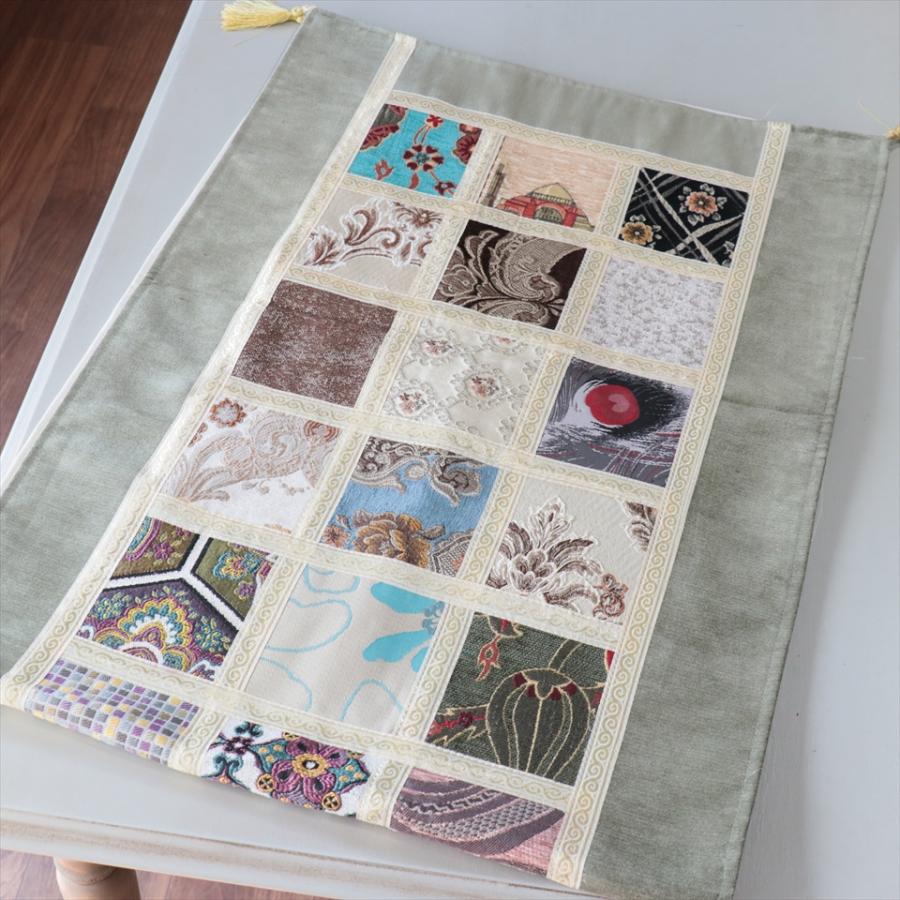 テーブルランナー　モザイクパッチワーク 142x50cmサイズ シュニール素材 |  | 02