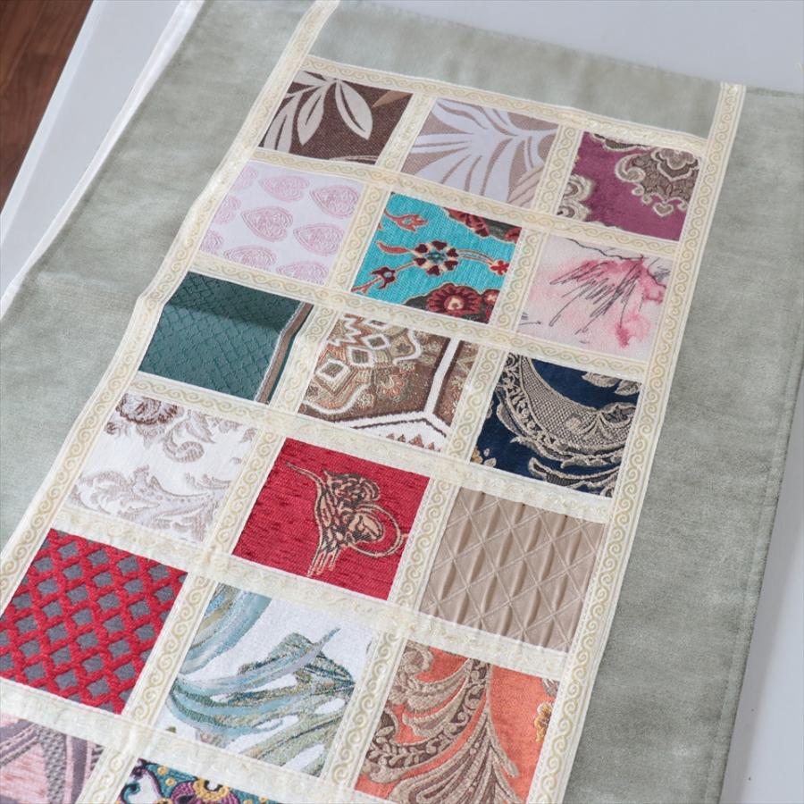 テーブルランナー　モザイクパッチワーク 142x50cmサイズ シュニール素材 |  | 02