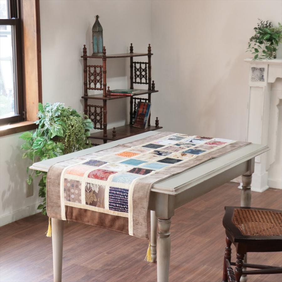 テーブルランナー　モザイクパッチワーク 142x50cmサイズ シュニール素材 |  | 01