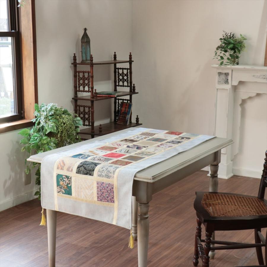 テーブルランナー　モザイクパッチワーク 142x50cmサイズ シュニール素材 |  | 01