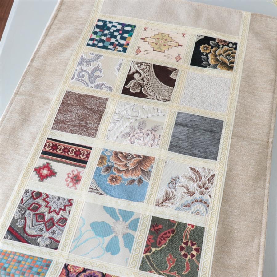 テーブルランナー　モザイクパッチワーク 142x50cmサイズ シュニール素材 |  | 02