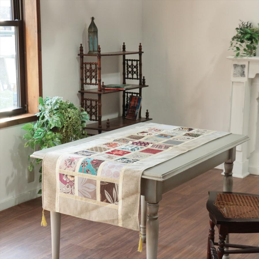 テーブルランナー　モザイクパッチワーク 142x50cmサイズ シュニール素材 |  | 01