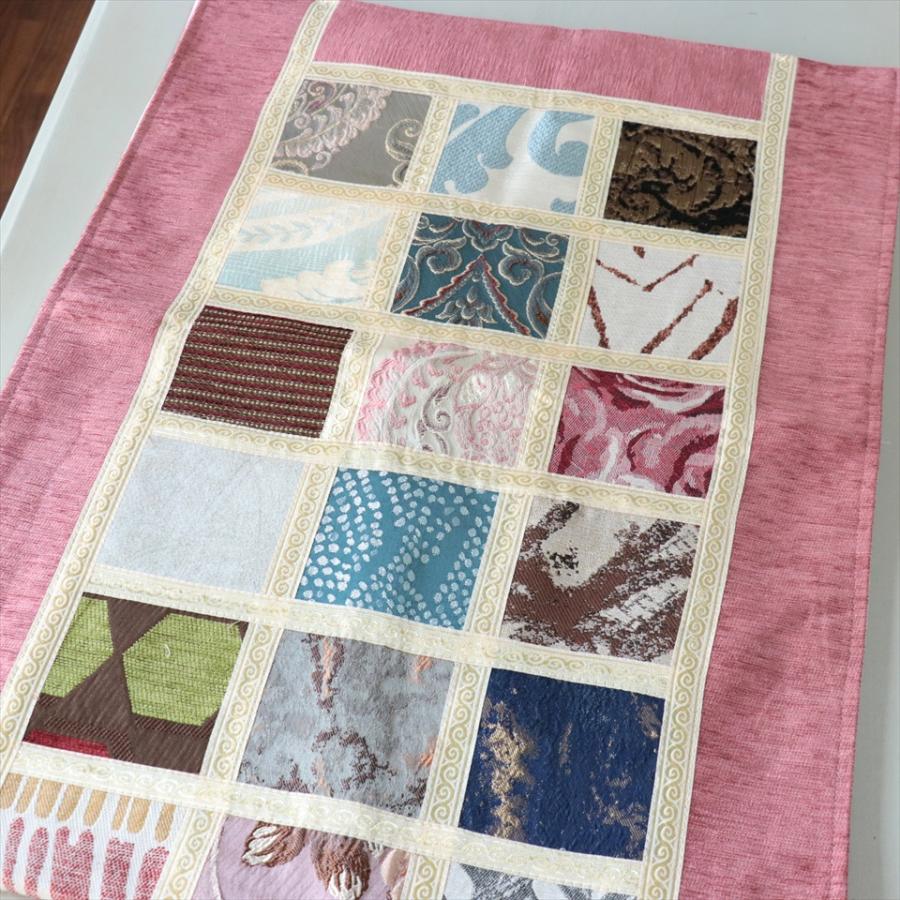 テーブルランナー　モザイクパッチワーク 142x50cmサイズ シュニール素材 |  | 02