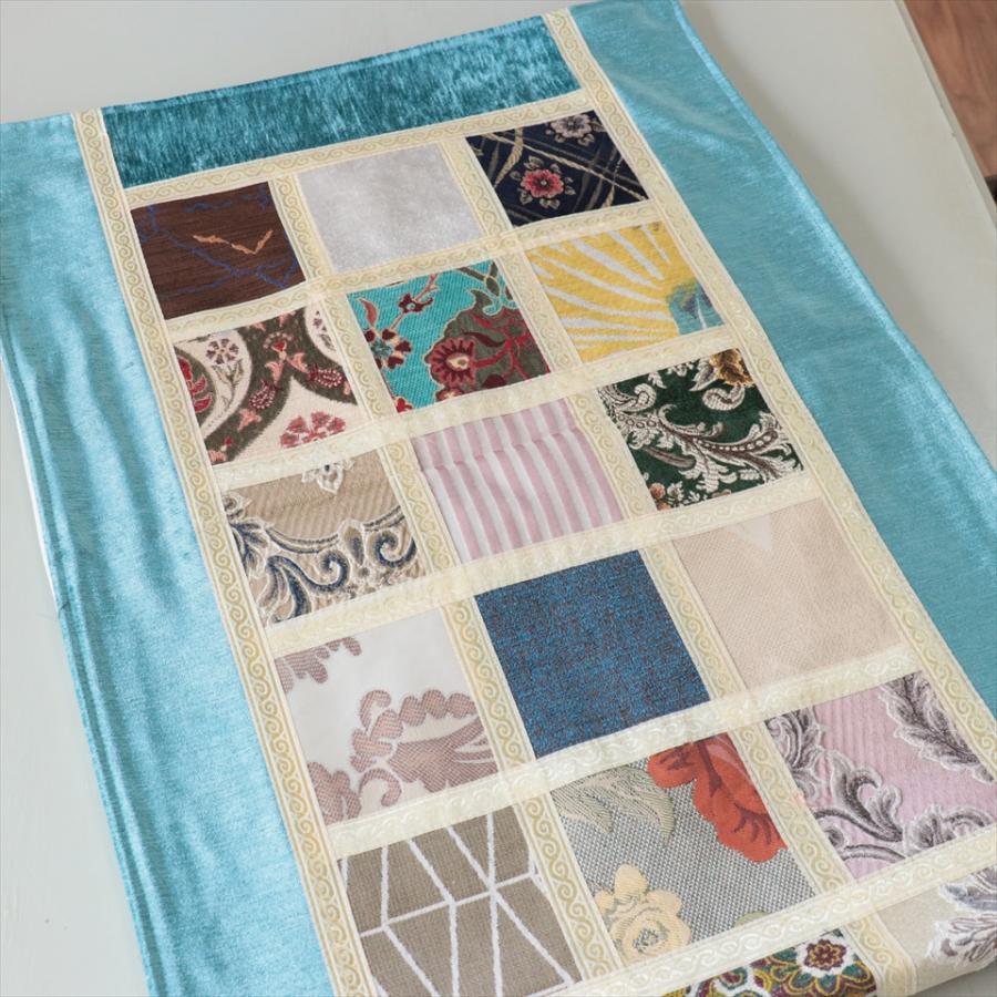 テーブルランナー　モザイクパッチワーク 142x50cmサイズ シュニール素材 |  | 02