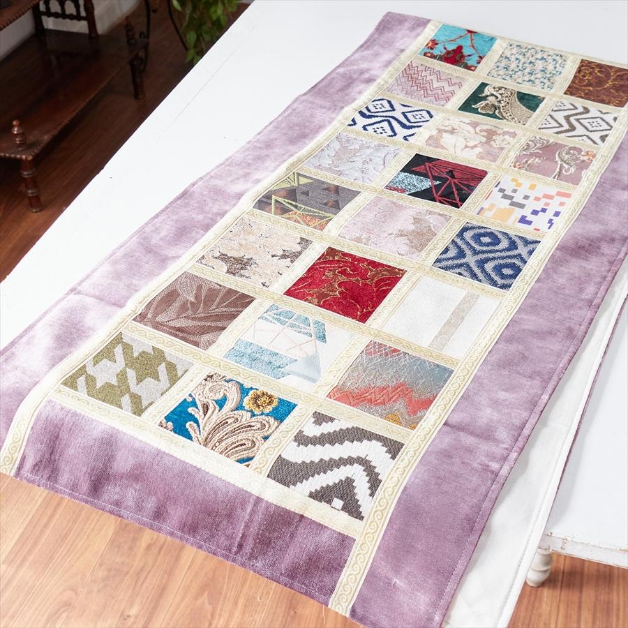 テーブルランナー　モザイクパッチワーク 200x50cmサイズ シュニール素材 |  | 02