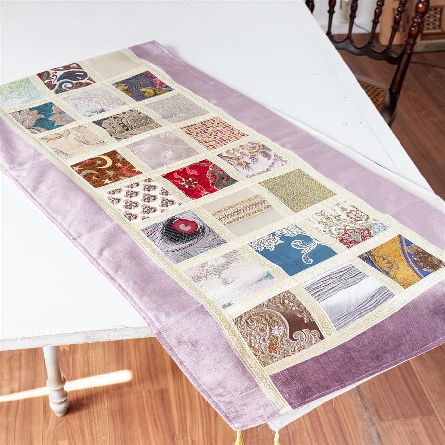 テーブルランナー　モザイクパッチワーク 200x50cmサイズ シュニール素材 |  | 03