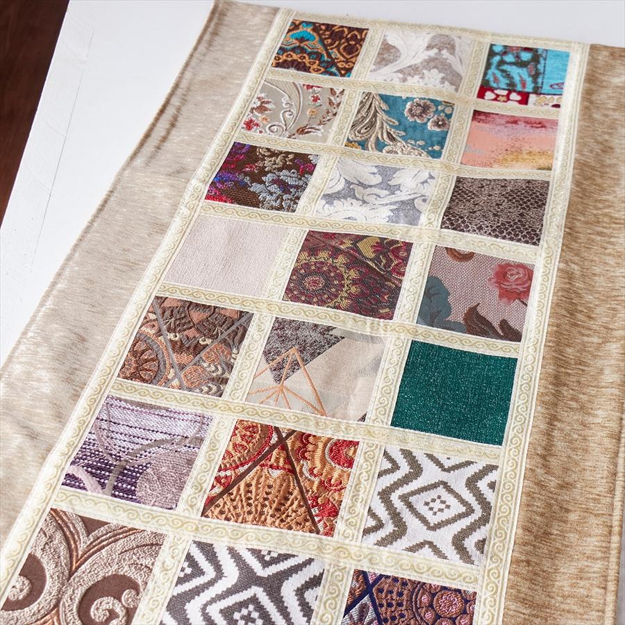 テーブルランナー　モザイクパッチワーク 200x50cmサイズ シュニール素材 |  | 02