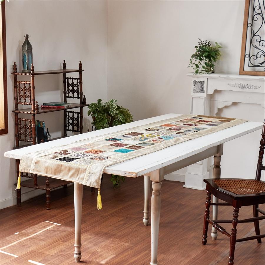 テーブルランナー　モザイクパッチワーク 200x50cmサイズ シュニール素材 |  | 01