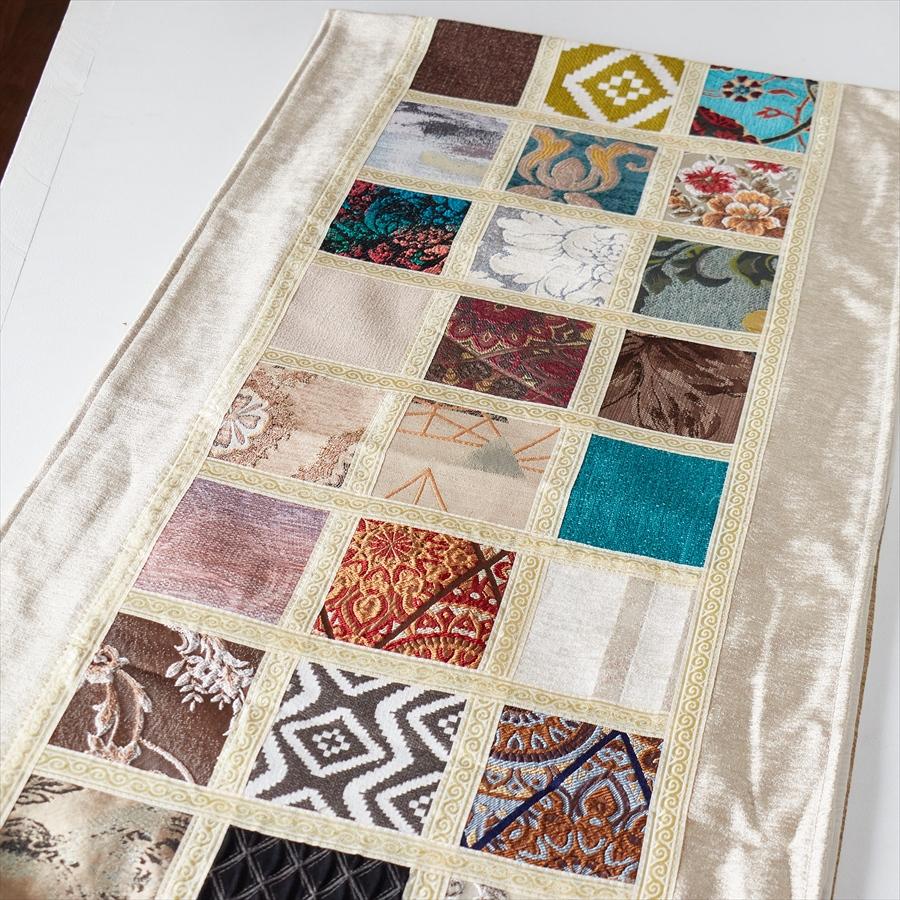 テーブルランナー　モザイクパッチワーク 200x50cmサイズ シュニール素材 |  | 02