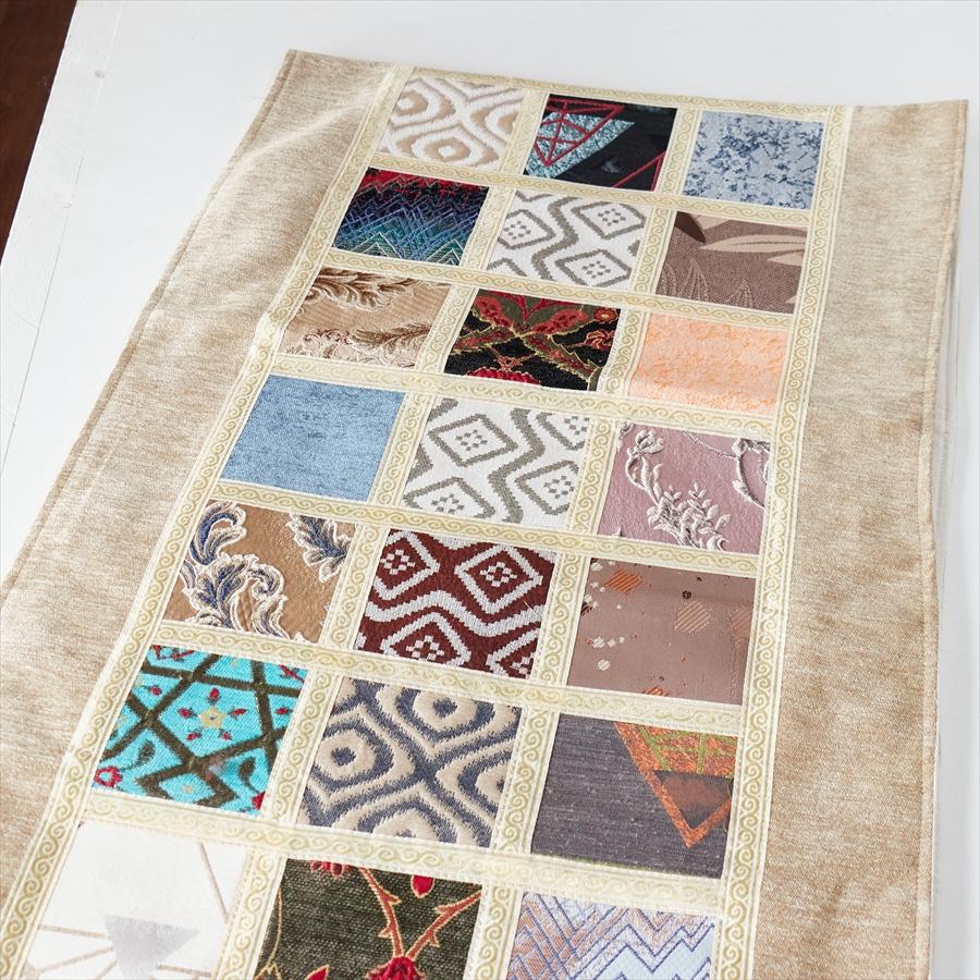 テーブルランナー　モザイクパッチワーク 200x50cmサイズ シュニール素材 |  | 02