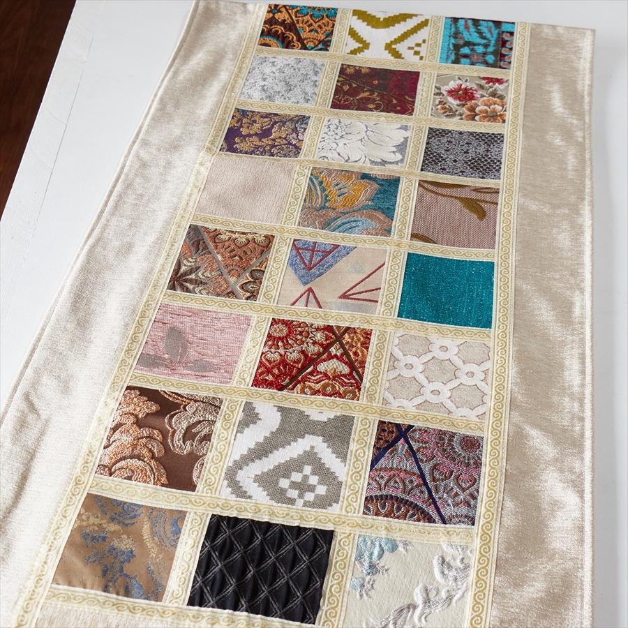 テーブルランナー　モザイクパッチワーク 200x50cmサイズ シュニール素材 |  | 02