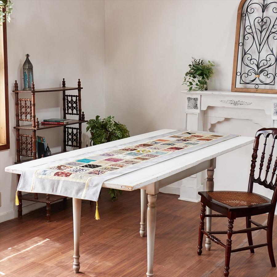 テーブルランナー　モザイクパッチワーク 200x50cmサイズ シュニール素材 |  | 01