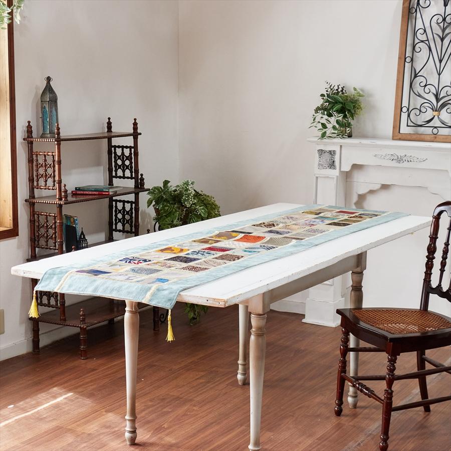 テーブルランナー　モザイクパッチワーク 200x50cmサイズ シュニール素材 |  | 01