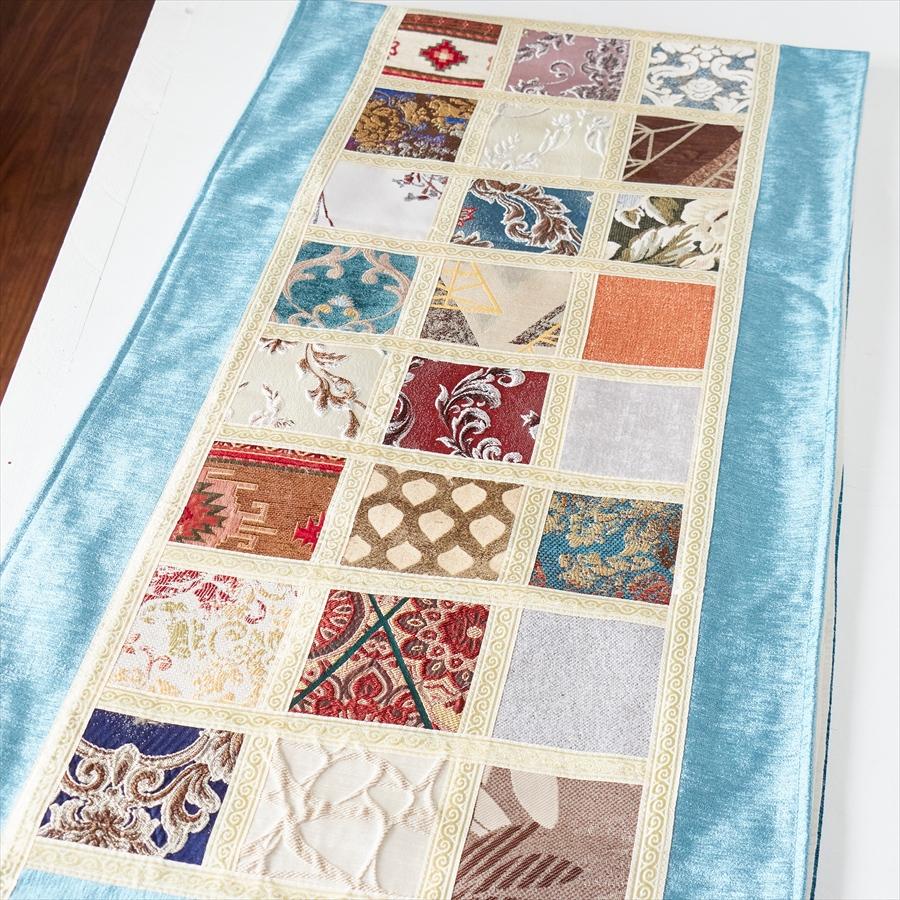 テーブルランナー　モザイクパッチワーク 200x50cmサイズ シュニール素材 |  | 02