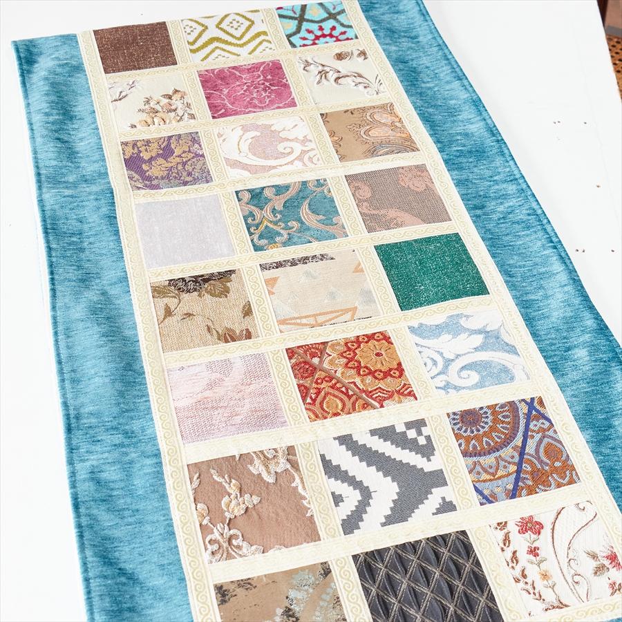 テーブルランナー　モザイクパッチワーク 200x50cmサイズ シュニール素材 |  | 03