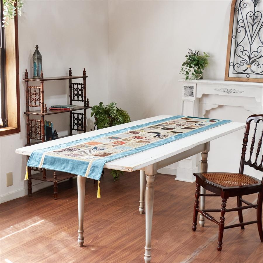 テーブルランナー　モザイクパッチワーク 200x50cmサイズ シュニール素材 |  | 01