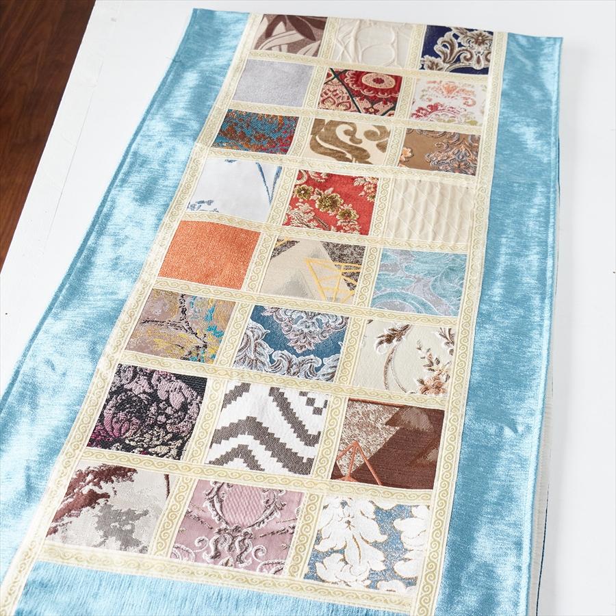 テーブルランナー　モザイクパッチワーク 200x50cmサイズ シュニール素材 |  | 02