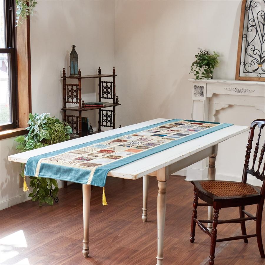 テーブルランナー　モザイクパッチワーク 200x50cmサイズ シュニール素材 |  | 01