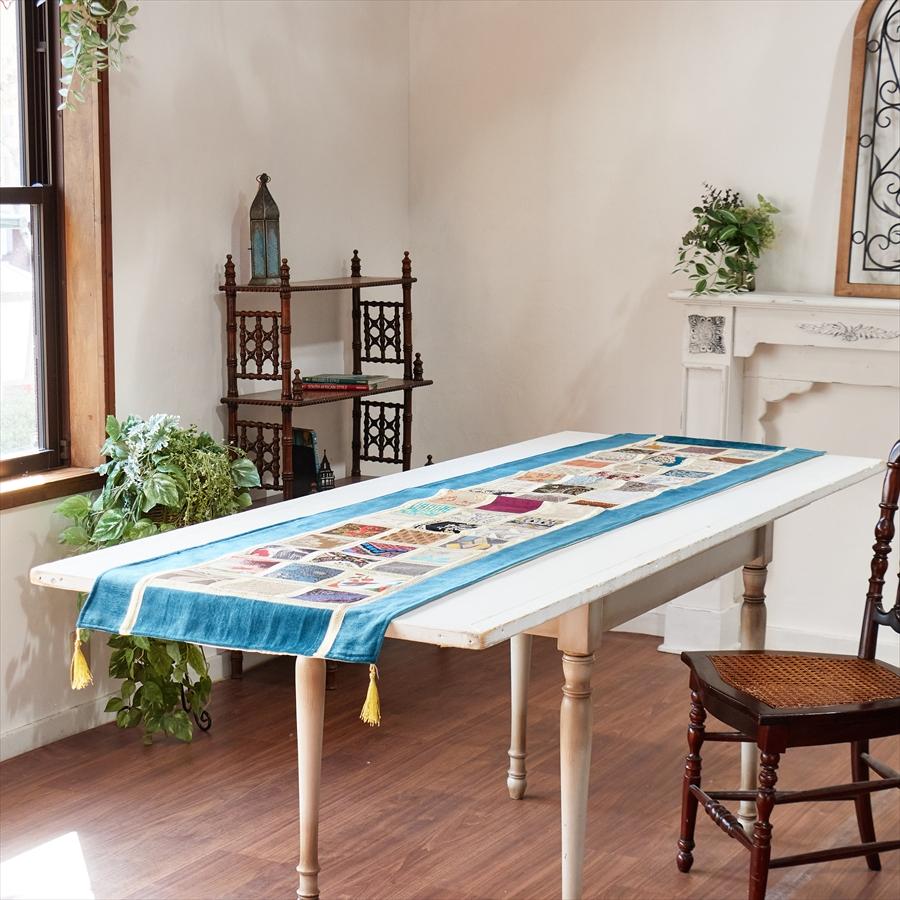 テーブルランナー　モザイクパッチワーク 200x50cmサイズ シュニール素材 |  | 01
