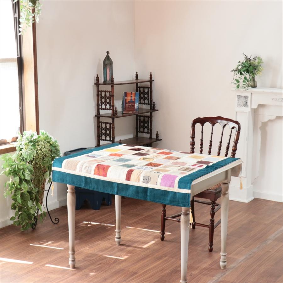 マルチカバー　モザイクパッチワーク 95x95cmサイズ シュニール素材 |  | 01