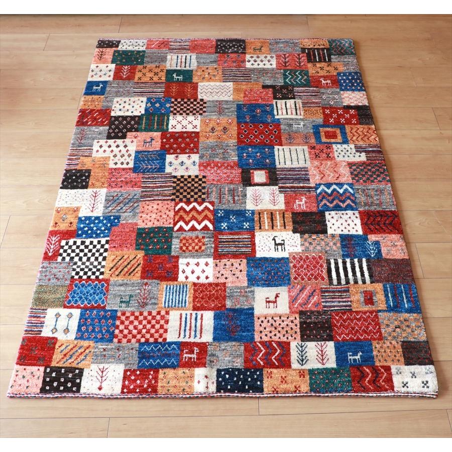 ギャッベ 美しい織りのリズバフ センターラグサイズ 174x118cm 不規則なカラフルタイル　モチーフや幾何学模様 | ブランド登録なし