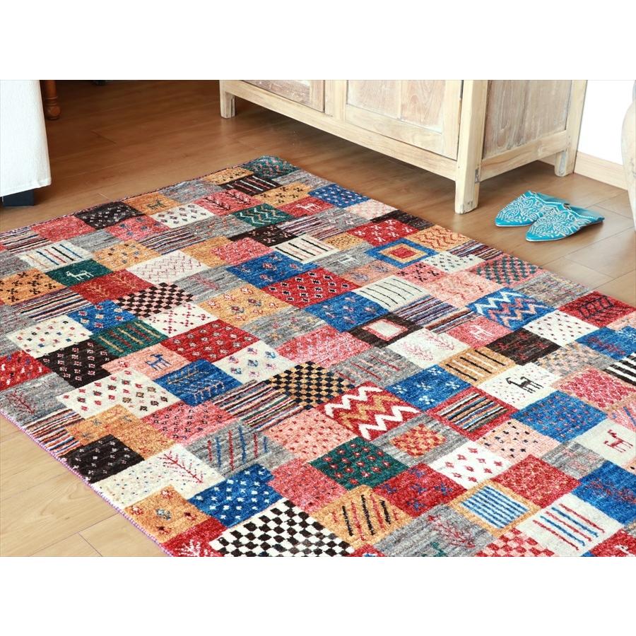 ギャッベ 美しい織りのリズバフ センターラグサイズ 174x118cm 不規則なカラフルタイル　モチーフや幾何学模様 | ブランド登録なし | 02