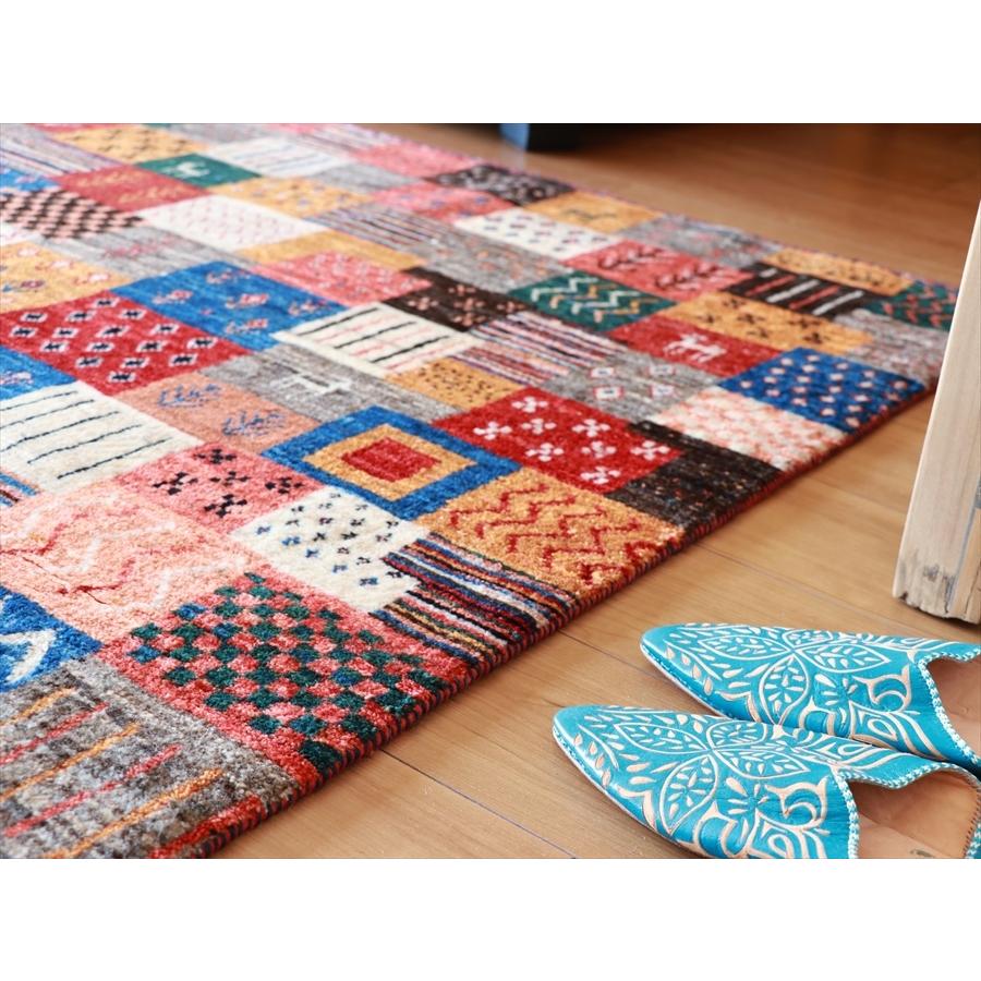 ギャッベ 美しい織りのリズバフ センターラグサイズ 174x118cm 不規則なカラフルタイル　モチーフや幾何学模様 | ブランド登録なし | 04