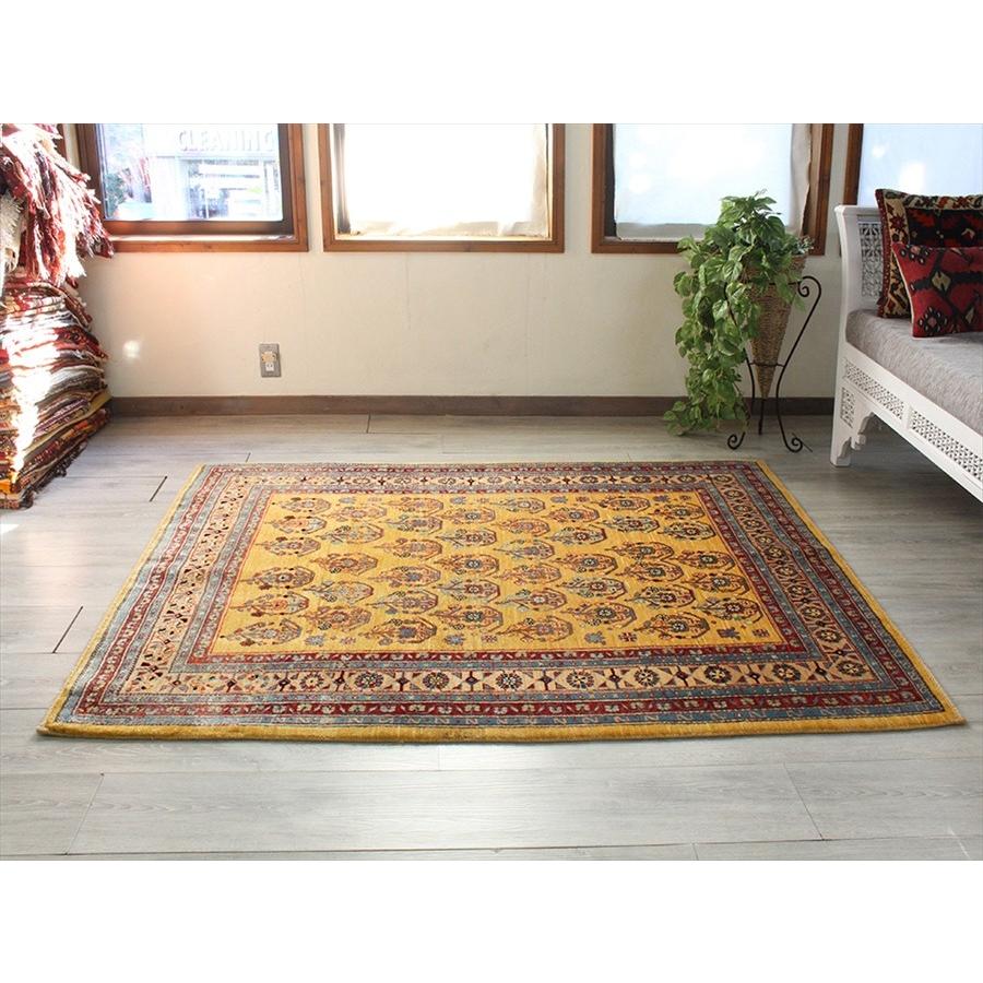 ギャベ ギャッベ ルリバフ センターラグサイズ177x130cm イエロー クラシカルデザインの花模様 | ブランド登録なし | 01