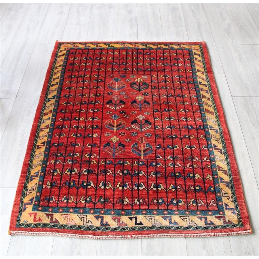 ルリバフ ギャッベ/カシュカイ族の手織りラグ アクセントラグ147x107cm クラシックなバクティアリ族の伝統柄/レッド | ブランド登録なし