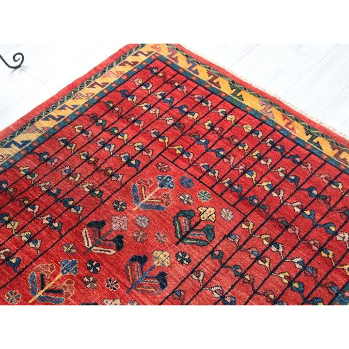 ルリバフ ギャッベ/カシュカイ族の手織りラグ アクセントラグ147x107cm クラシックなバクティアリ族の伝統柄/レッド | ブランド登録なし | 02