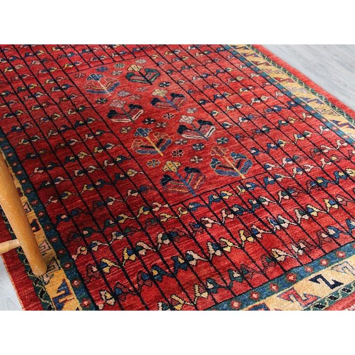 ルリバフ ギャッベ/カシュカイ族の手織りラグ アクセントラグ147x107cm クラシックなバクティアリ族の伝統柄/レッド | ブランド登録なし | 03