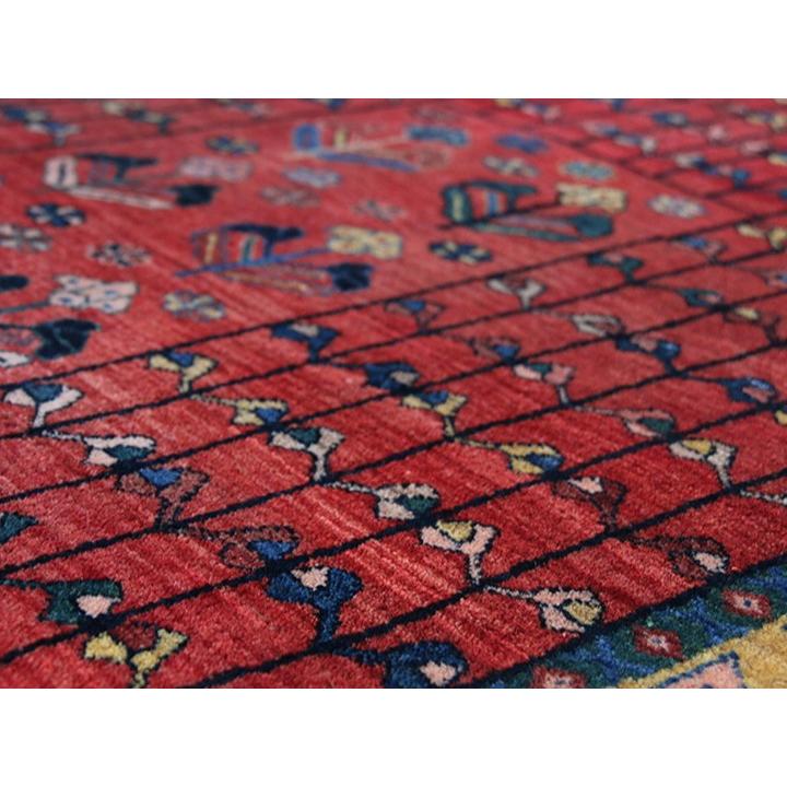 ルリバフ ギャッベ/カシュカイ族の手織りラグ アクセントラグ147x107cm クラシックなバクティアリ族の伝統柄/レッド | ブランド登録なし | 05