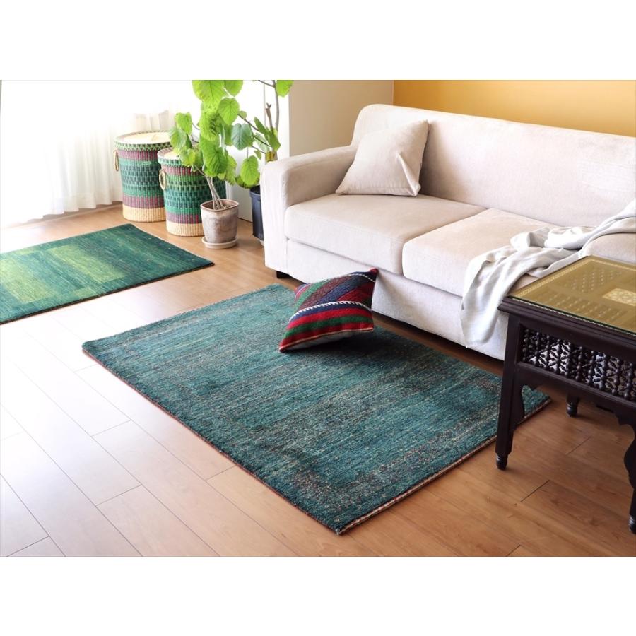 ギャッベ/バナフシェ カシュカイ族の手織りラグ152x100cm アクセントラグ グリーングラデーション | ブランド登録なし | 05