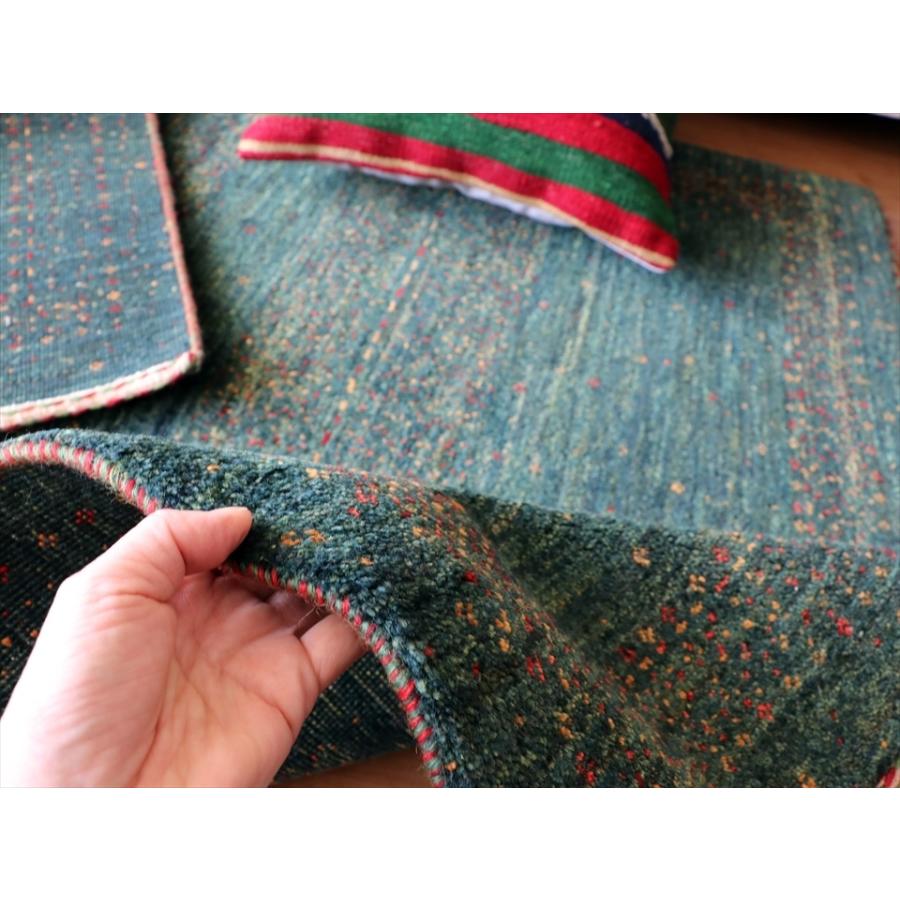 ギャッベ/バナフシェ カシュカイ族の手織りラグ152x100cm アクセントラグ グリーングラデーション | ブランド登録なし | 09