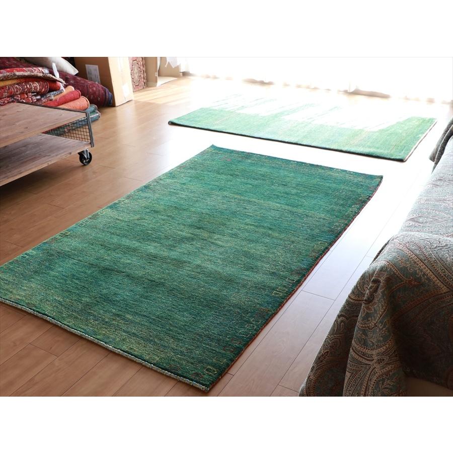 ギャッベ/カシュクーリ  195x123cm 青みのあるグリーン カラフルドット | ブランド登録なし | 01