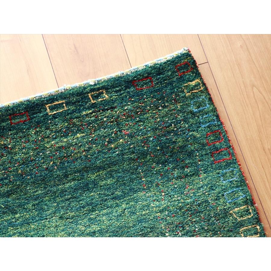 ギャッベ/カシュクーリ  195x123cm 青みのあるグリーン カラフルドット | ブランド登録なし | 05