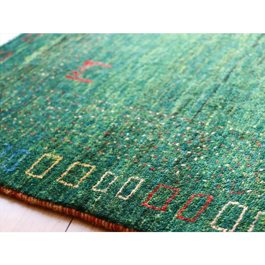 ギャッベ/カシュクーリ  195x123cm 青みのあるグリーン カラフルドット | ブランド登録なし | 06