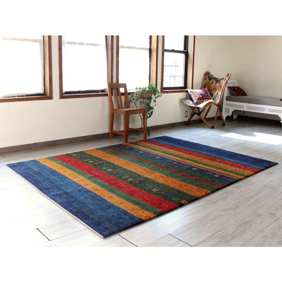 Gabbeh ギャベ イラン直輸入ギャッベ リズバフ リビングサイズ230x170cm カラフル ストライプ | ブランド登録なし | 01