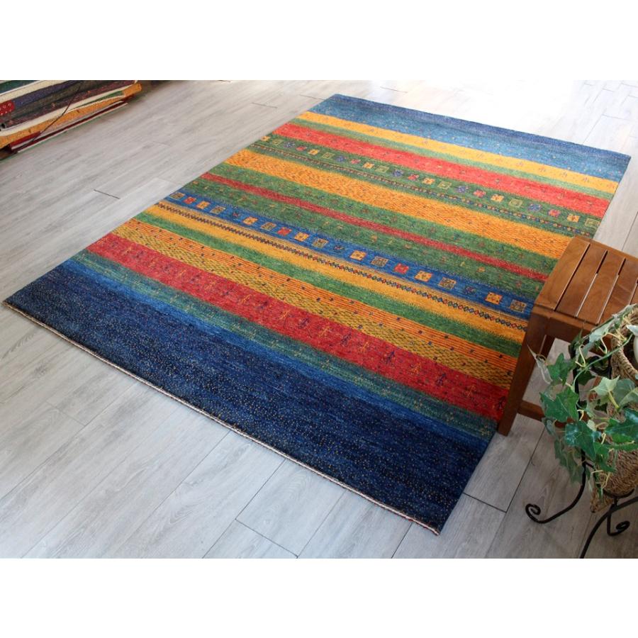 Gabbeh ギャベ イラン直輸入ギャッベ リズバフ リビングサイズ230x170cm カラフル ストライプ | ブランド登録なし | 04