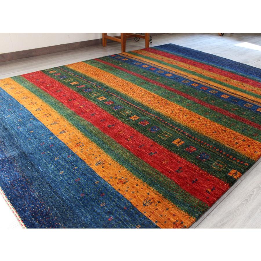 Gabbeh ギャベ イラン直輸入ギャッベ リズバフ リビングサイズ230x170cm カラフル ストライプ | ブランド登録なし | 05