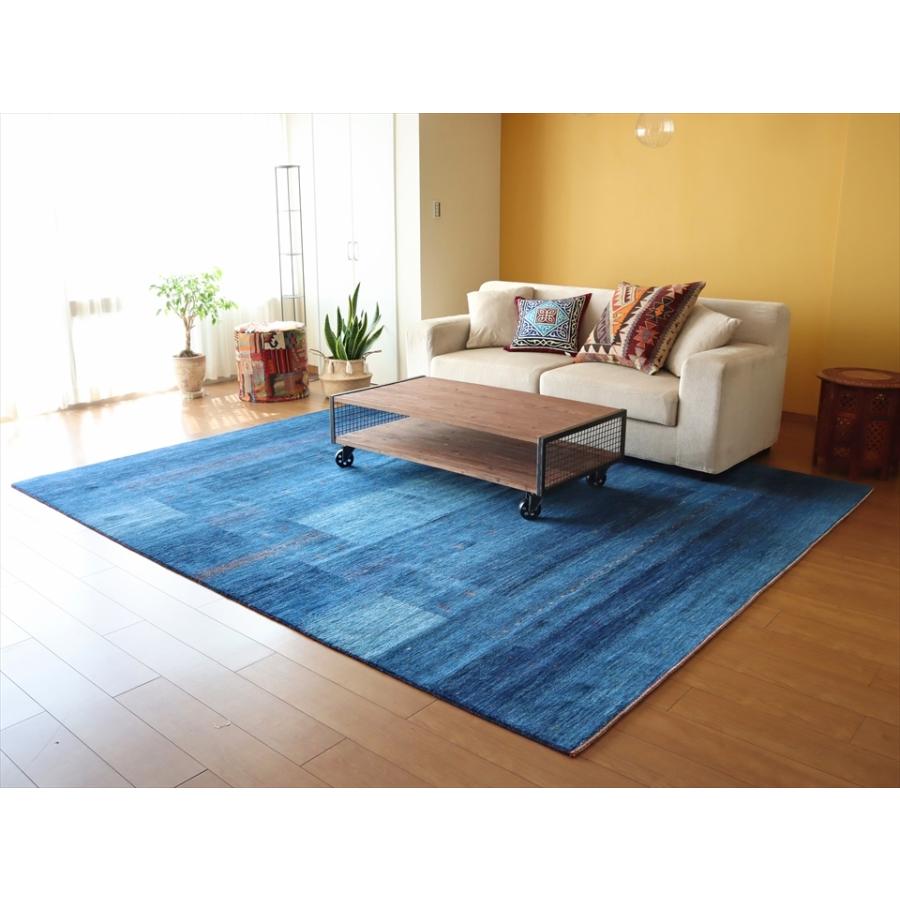 ギャッベ/ロリアタシュLoriAtash ギャベ 最上級の織り 大型サイズ303x251cm ブルー スクエアデザイン | ブランド登録なし | 01