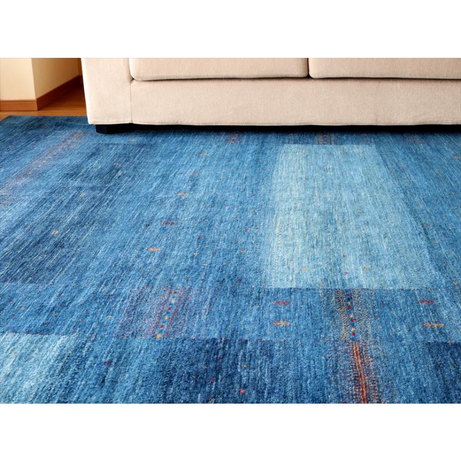 ギャッベ/ロリアタシュLoriAtash ギャベ 最上級の織り 大型サイズ303x251cm ブルー スクエアデザイン | ブランド登録なし | 02