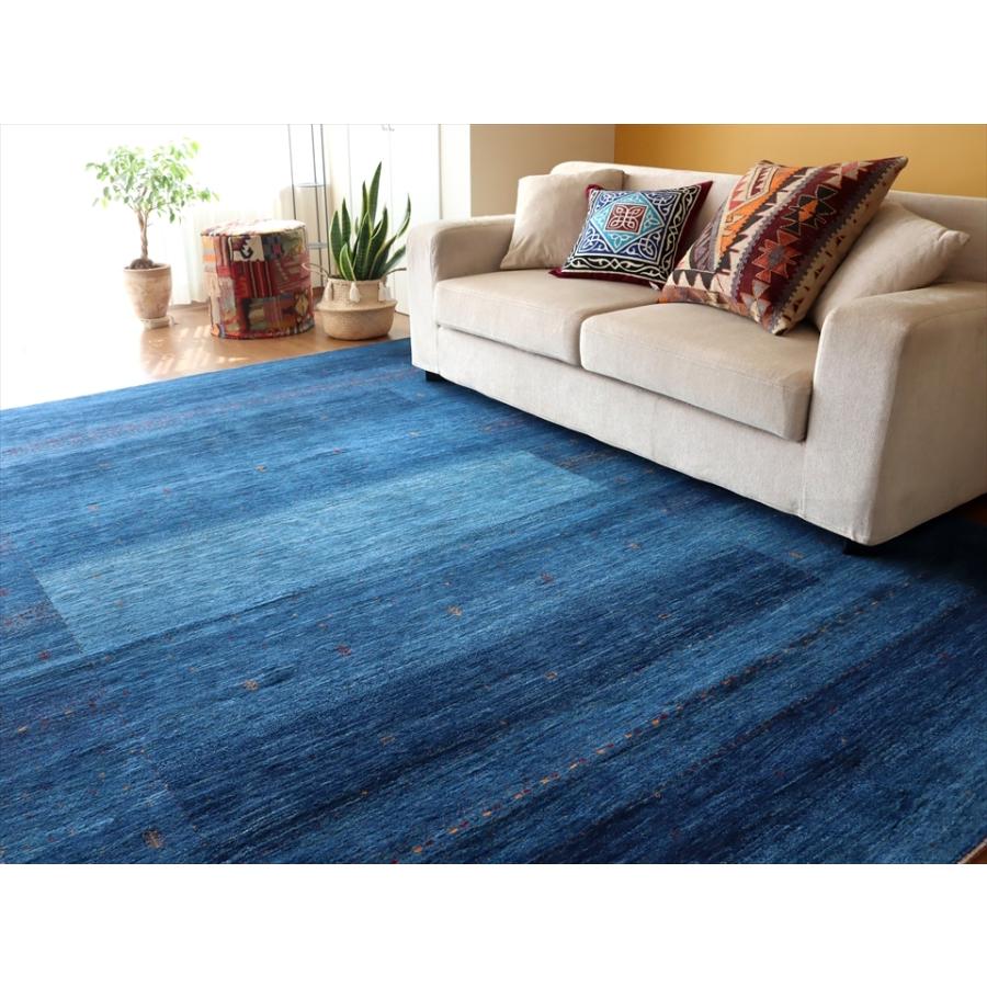 ギャッベ/ロリアタシュLoriAtash ギャベ 最上級の織り 大型サイズ303x251cm ブルー スクエアデザイン | ブランド登録なし | 06